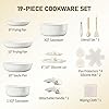 19 Piece White Aluminum Cookware Set, Non-Stick Pots, Detachable Handle Pans Set 5 Pots (28cm Stock Pot) & 2 Lids, Use Induction, Gas or Electric Stoves for Kitchen, Outdoors Quality No Frills Budget #1