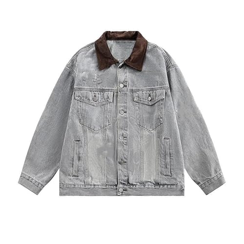 Veste en denim homme vintage large blouson jean décontracté