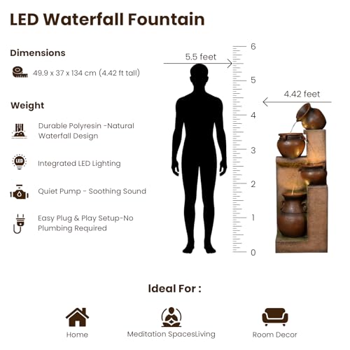 Image of Resin Outdoor Water Fountain 4-Tier Jar Waterfall