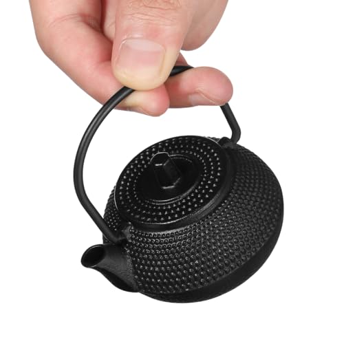 Ipetboom Mini Cast Iron Teapot Small Tea Kettle Tabletop Ornament for Home Decor Decorative Tea Pot with Handle and Lid 2.95 X 2.75 X 1.96 inch