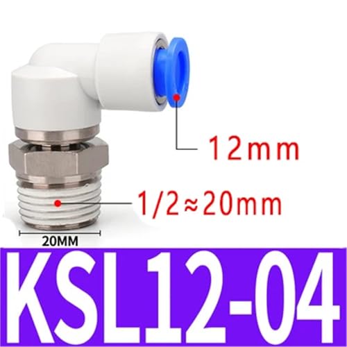Codo giratorio KSL12-04 para tubo neumático de 12mm y rosca de 1/2 3