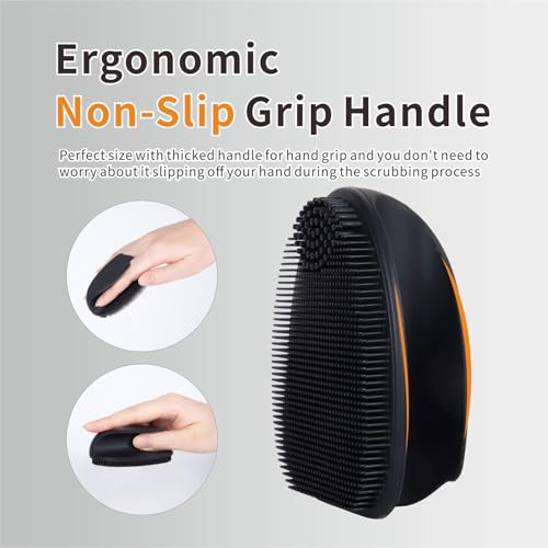 Image of Silicone Face Scrubber,Manual Exfoliating Brush,Handheld Facial Cleansing Brush for Women Men-Blackhead Removing Pore Cleansing Massaging for Sensitive, Delicate, Dry Skin (Black+Gray)