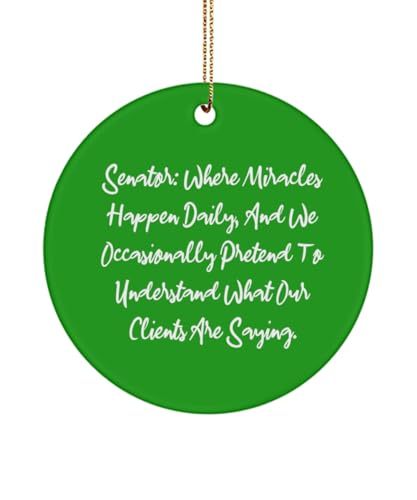 Senator: Where Miracles Happen Daily, and We. Circle Ornament, Senator Christmas Ornament, Useful Gifts for Senator from Friends, Holiday, Congress, Government, Politics, Washington DC
