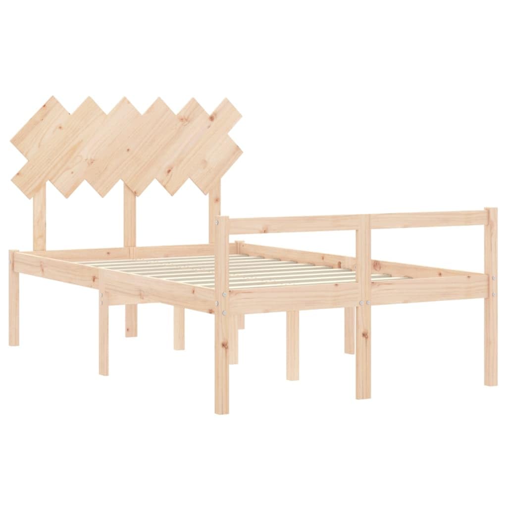 Massives Kiefernholz Seniorengerecht mit 45 cm Sitzhöhe Standard Braun 135 | Seniorenbett mit Kopfteil Massivholz Kiefer 140x195 Komfort Einstiegshöhe Stauraum Lattenrost Bettgestell