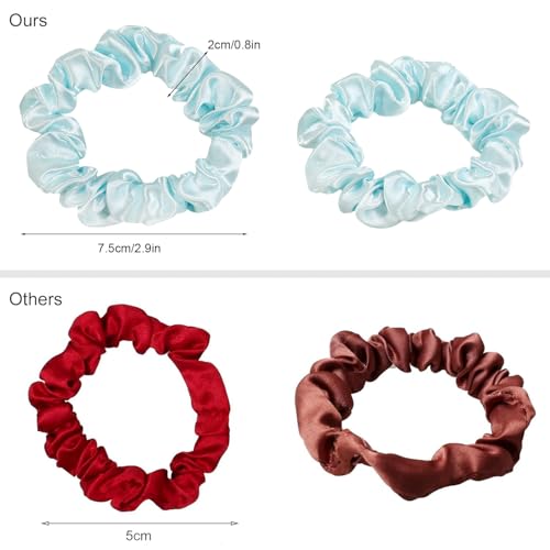 Image of Silk Hair Ties Satin Scrunchies - Small Mini Scrunchy for Women Thick Hair Accessories Cute Soft No Slip Hair Elastics Ponytail Holder for Curly Hair No Damage Hairties Gift for Girls
