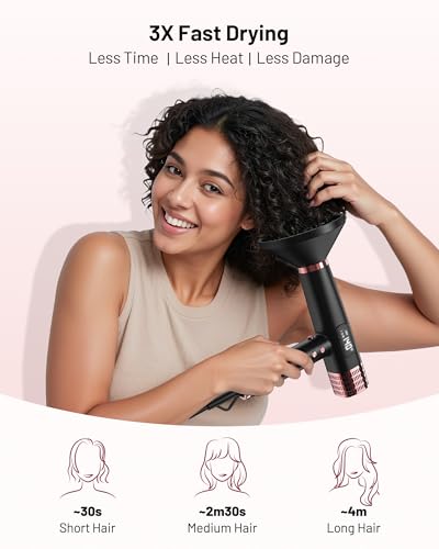 MESCOMB Dual Voltage Ionic Hair Dryer with Diffuser - 1875W High-Speed Blow Dryer for Women, Fast Drying, No Heat Damage, Low Noise, Lightweight, European Travel 110V-120V/220V-240V, Gifts for Women