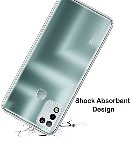 Image of Soft Flexible Silicone Back Cover Compatible with Infinix Hot 10 Play, Transparent Case + Screen Guard