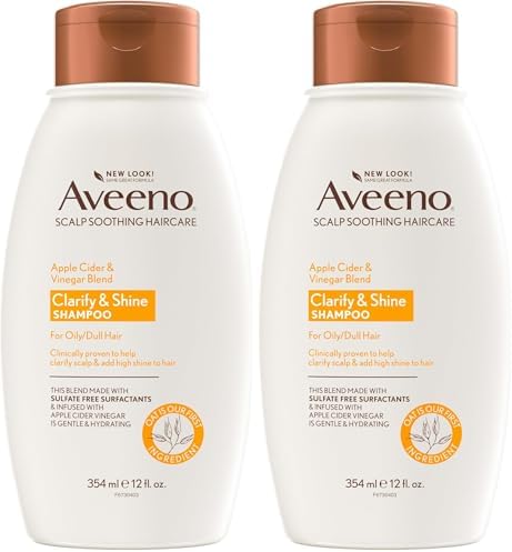 Aveeno Shampoo, 12 Fl Oz, Pack of 2 | Scalp Soothing | Apple Cider Vinegar Blend