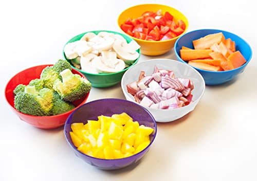 Harfield Cooking Ingredient Prep Bowls Pack of 6 Reusable Virtually Unbreakable Polycarbonate Plastic Multicoloured Snack Bowls