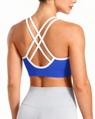 Image of WOYYHO Cross Back Sports Bra for Women Padded Medium Support Workout Bra
