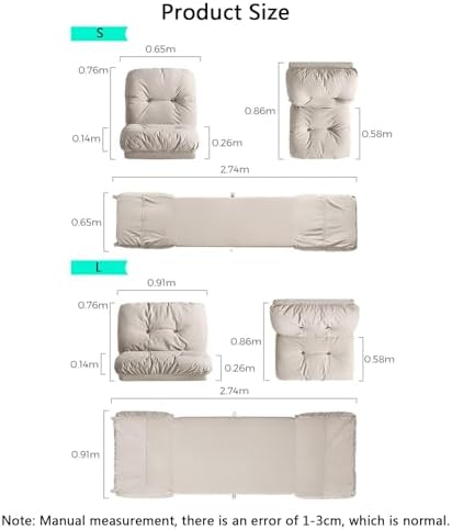 Chairs Bean Bag Bed Folding Floor Sofa Bed Chair Single Floor Mattress Floor Bed for Bedroom Living Room Upholstered Floor Chair with Wall Support (Color : Apricot, Size : image 3