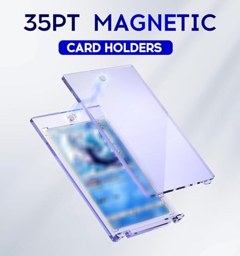 Basthalan 50ct Magnetic Card Holder, 35pt One Card Holder Touch, U-V Protectors Hard Plastic for Trading Cards, Magnet Case, Sports, Game, Football, Baseball Cards Holders