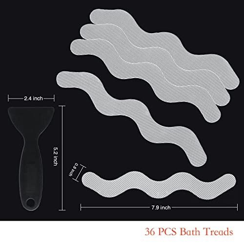 Secopad Patented 36 Pcs Anti Slip Shower Stickers, Safety Bathtub Strips Adhesive Decals With Premium Scraper For  Bath Tub Shower Stairs #TOP2