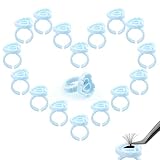 GEMERRY 100PCS Glue Rings for Eyelash Extensions 100 Pcs Blooming Eyelash Glue Holder Heart Shape Di