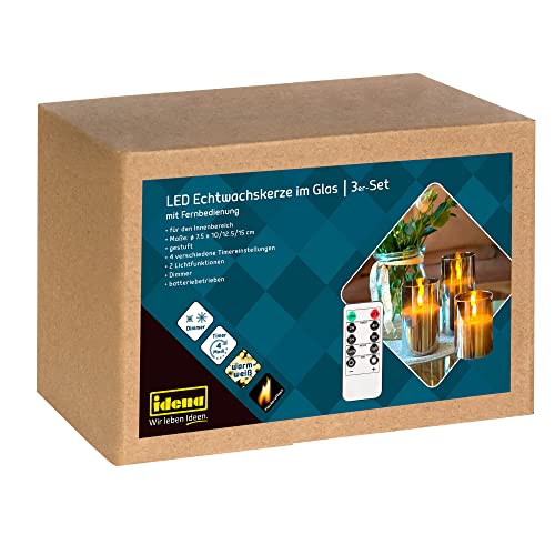 Idena 50062 - LED Kerzen im Glas, 3 Stück, elektrische...