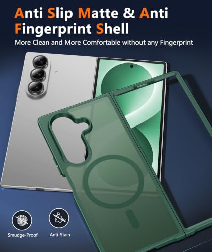 Image of FNTCASE for Samsung Galaxy Z Fold 8 Ultra / Z Fold 7 Case, Fit for Magsafe | Screen Protector, Translucent Matte, 18FT Military Grade Drop Protection, Shockproof Protective Phone Cover, Green