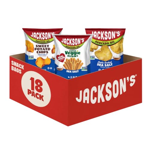 Image of Jackson's Mixed Snack Variety (1 oz & 1.5oz Pack of 18) - Made with Avocado Oil, Veggie Straws, Sweet Potato Chips & Kettle Chips, Snack Variety Pack, Individual Bags