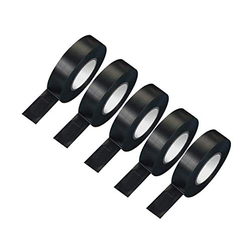 kippen 9004I - Set da 5 Rotoli di Nastro isolante, nero, 25 mt