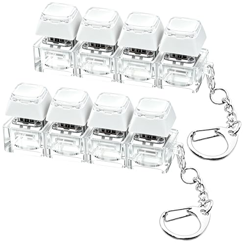 2 PCS Keyboard Fidget Toy, Keyboard Fidget Keychain 4-in-1 Keyboard Decompression Button Finger Clicker Toys (White, Double Layer Keycap)