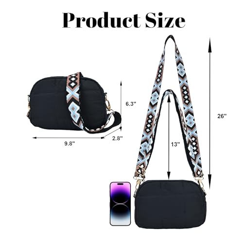 Quilted Crossbody Bags for Women Puffer Shoulder Bag with Adjustable Wide Strap Puffy Dupes Nylon Crossbody Purse2