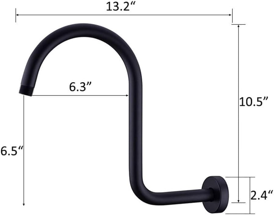 S-förmiger Duscharm-Verlängerung – 20 Cm Höher, Mattschwarz, Einfache Montage