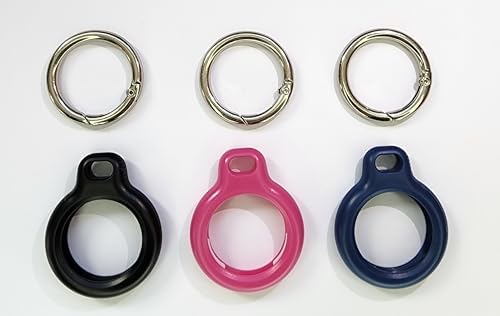 Hard Shell Kid-Proof Holder/case for AirTag - 3 Pack - Pink, Blue and Black - for Keychain, Key Ring, Backpack, Bag, Kids, Pets, cat, Dog, car image 3
