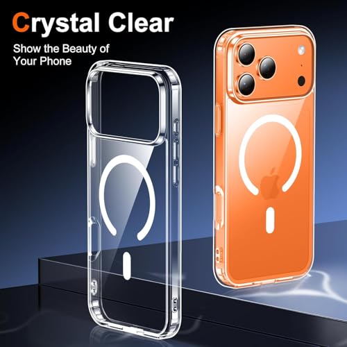 Image of for iPhone 17 Pro Max Case Clear with Screen Protector, Compatible with Magsafe, Anti-Yellowing, Military-Grade Protection, Shockproof Slim Magnetic Phone Case Cover, Transparent