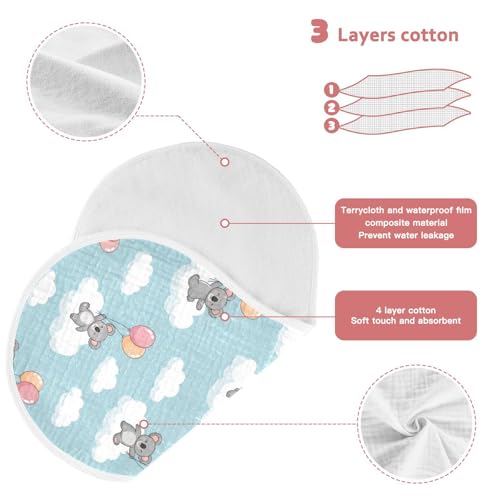 2 Pack Muslin Burp Cloths Koala Balloon Clouds Cotton Baby Burp Cloths Ultra Absorbent Soft Thick Burping Cloth for Newborn Boys Girls, Large 22" x 11"3