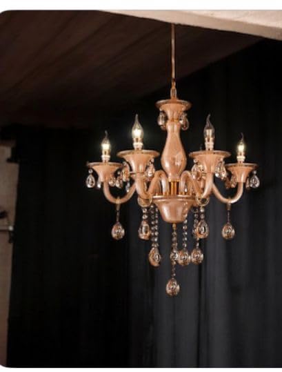 Image of Sanleen 6-Light Glass Chandelier (24 Inch) - Antique Modern Contemporary Ceiling Hanging Light | Luxury Candle Style Jhumar for Living Room, Dining Room, Hall & Home Decor (Bulb Included)(Design 3)