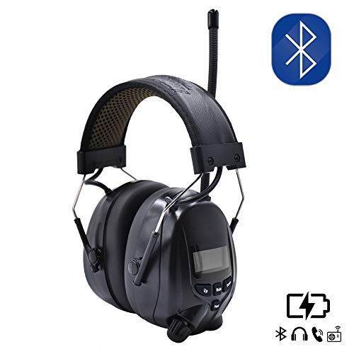 Inf Protear Bluetooth AM FM Radio Headphones,Noise Reduction NRR 25dB Safety Ear Muffs