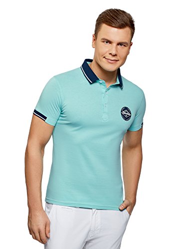 Oodji Ultra Uomo Polo con Finiture a Contrasto