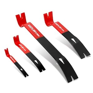 4PCs Flat Pry Bar Set, 380mm, 250mm, 190mm, 140mm Crowbar with Heavy Duty Nail Puller, Utility Claw Bar, Wonder Bar,Mini Pry Bar for Home Remolding & Woodworking