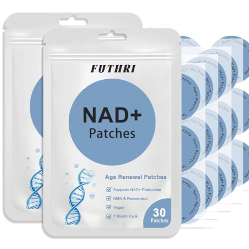 FUTHRI NAD+Patches Vegan 60 Count | NAD Patches for Women & Men | Patch for Energy & Healthy Aging | with CoQ10 & Nicotinamide | Wear 60 Day