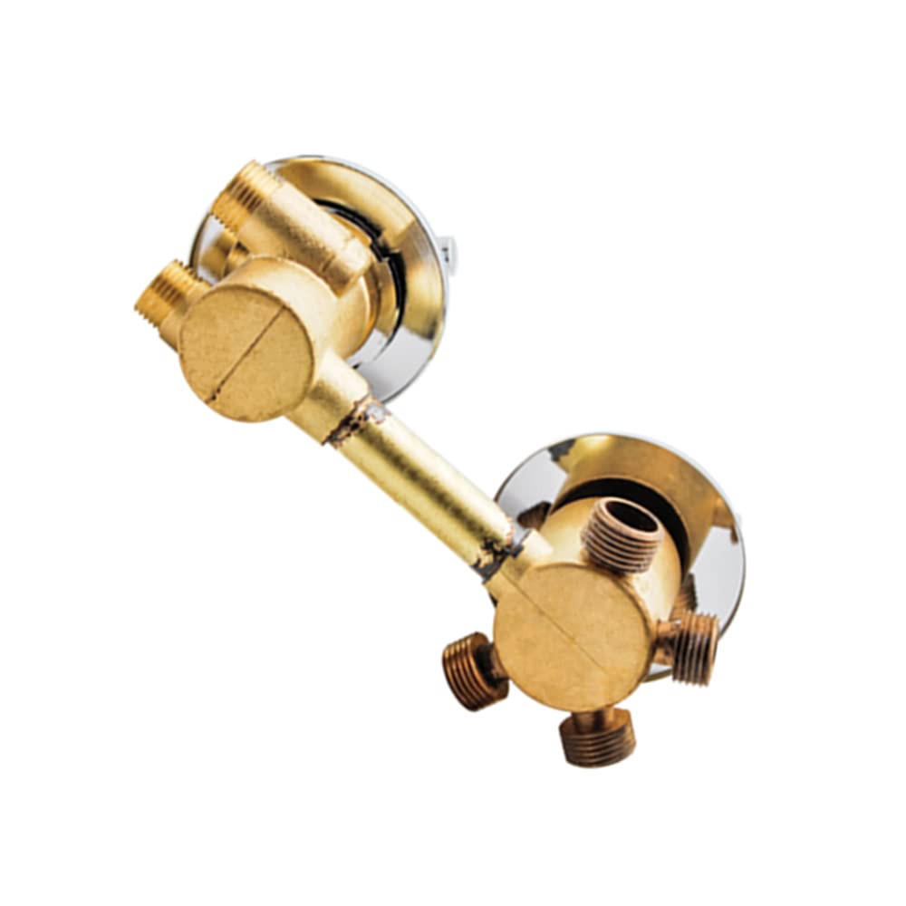 ZYCHSJXA Upgraded 4-Way Brass Shower Valve Mixer, Thermostatic Faucet with Dual Handles, G1/2 Diverter for Cabin, Cartridge, 12.5cm Output Control