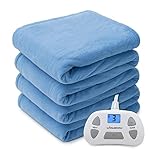 Warm Storm Heated Blanket Twin Size, Polar Fleece Electric Blanket with10 Heat Settings 1-12 Hours A