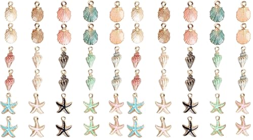 30 Stücke Gemischte Emaille-Charm-Anhänger Vergoldete Muschel Seestern Charms Zubehör für Halskette Armband Ohrringe DIY Schmuck Machen