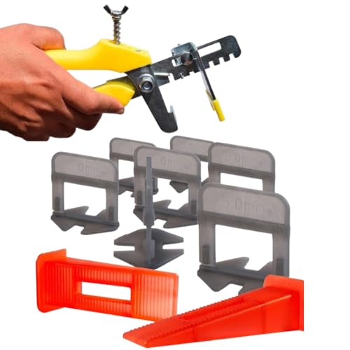 Emaistore Tile Leveling System (3/16 Inch) 400 Tile Spacers + 200 Reusable Wedges + 1 Tile Plier Smooth & Seamless Floor & Wall Tile Installation 5mm Ceramic & Stone Spacers