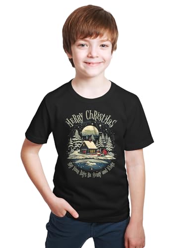 Image of Kids Christmas Graphic Printed T-Shirt for Boys & Girls Relaxed Fit 1980
