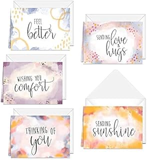 Simple Sentiments Greeting Cards / 25 Encouragement Greeting Cards With Envelopes / 5 Thoughtful Designs/Made In Canada