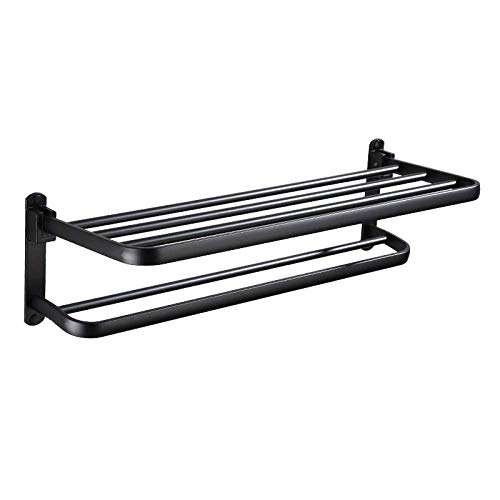 Toallero de aluminio de espacio negro mate de 60cm con estante premium plegable 2