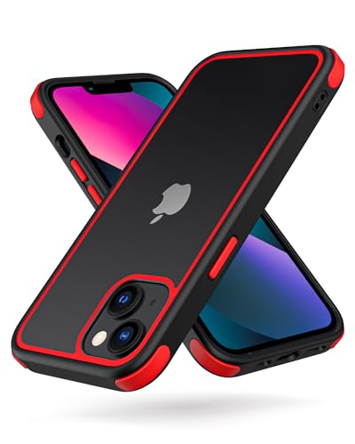 MobNano Cover Compatibile con iPhone 13 Mini, Silicone in TPU, Sottile Antiurto AntiGraffio, Protettiva Custodia Compatibile con iPhone 13 Mini-5.4 Pollici - Nero/Rosso