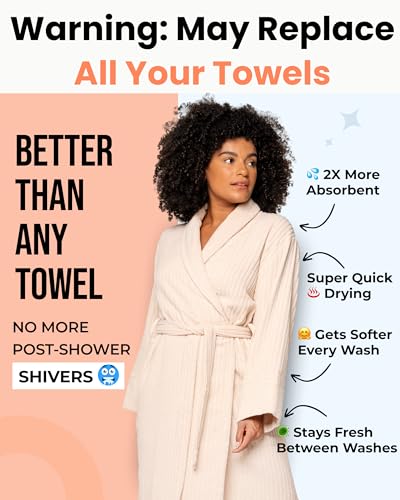 100% Organic Turkish Cotton Bathrobe - Terry Cloth Spa Towel Robe Lightweight Absorbent Shower Robe3