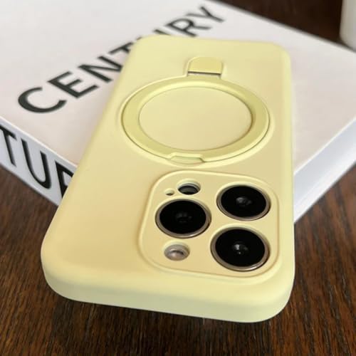 Coque iPhone 11 silicone liquide jaune avec support magnétique et charge sans fil