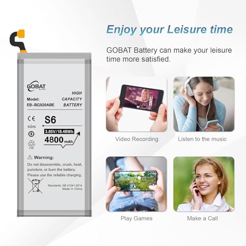 Gobat S6 Battery,4800Mah High Capacity Compatible With Samsung Galaxy S6 Model thumb #4