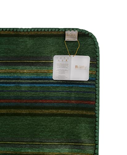 Image of QISU Alpaca Wool Blanket Throw | Large, Beautiful, Warm, Variegated | 85 x 65 inches | Ultra-Soft, Hypoallergenic and Breathable | Non-Itchy or Scratchy Fabric (Green Variegated)