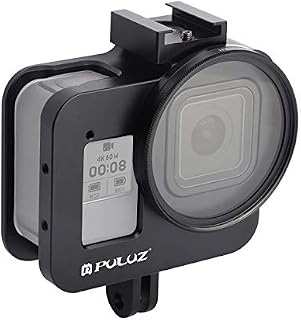 PULUZ Aluminium Housing Case Alloy Protective Skeleton Frame with 52mm UV Lens for GoPro HERO 8 Black Action Camera Black Protective Cage