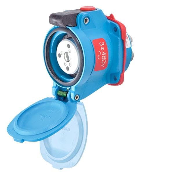 63-14043 DSN, DSN20, Poly Blue, 480 VAC, 20 AMP, 3 Pole, TYPE4X, Receptacle, Mushroom Pawl