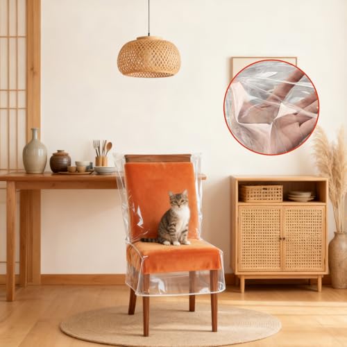 HPZIHYNAP Waterproof Plastic Chair Covers,Dining Room Chair Seat Covers, Spill-Proof Protectors for Kitchen Dining Chairs,W/21 x D/18(Fits 16-23")