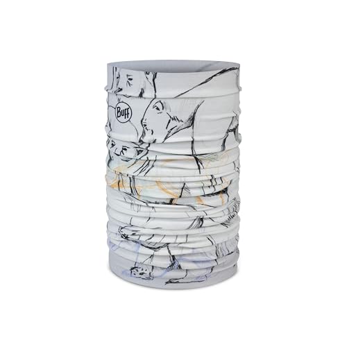 Buff Multifunctional Tour de cou Original EcoStretch Garçon Fille, Foulard, Tubulaire, Multifonctionnel, Cou et Tête, Course, Marche, Randonnée, Durable, Léger, Blanche, Taille Unique