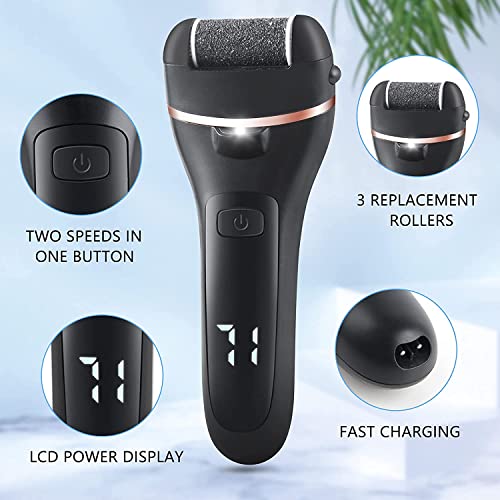Electric Foot File Pedicure Set, Rechargeable Waterproof Hard Skin Remover With 3 Rollers And 2 Speeds, Callus Remover Foot Care Gift Kit For Cracked Heels Calluses And Dead Skin #TOP1